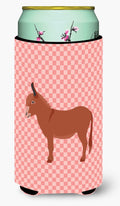 Irish Donkey Pink Check Tall Boy Hugger Can Cooler Sleeve Machine Washable Drink Collapsible Insulator Beverage Insulated Holder