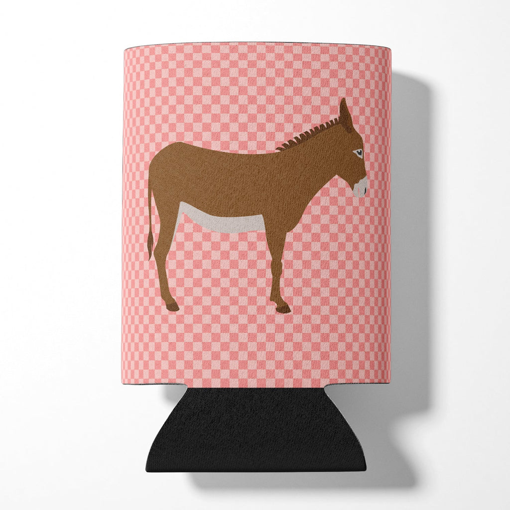 Cotentin Donkey Pink Check Can or Bottle Hugger Cooler Sleeve for Standard 12 oz Cans, Insulated Foam Beer & Soda Can Hugger Reusable
