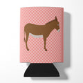 Cotentin Donkey Pink Check Can or Bottle Hugger Cooler Sleeve for Standard 12 oz Cans, Insulated Foam Beer & Soda Can Hugger Reusable