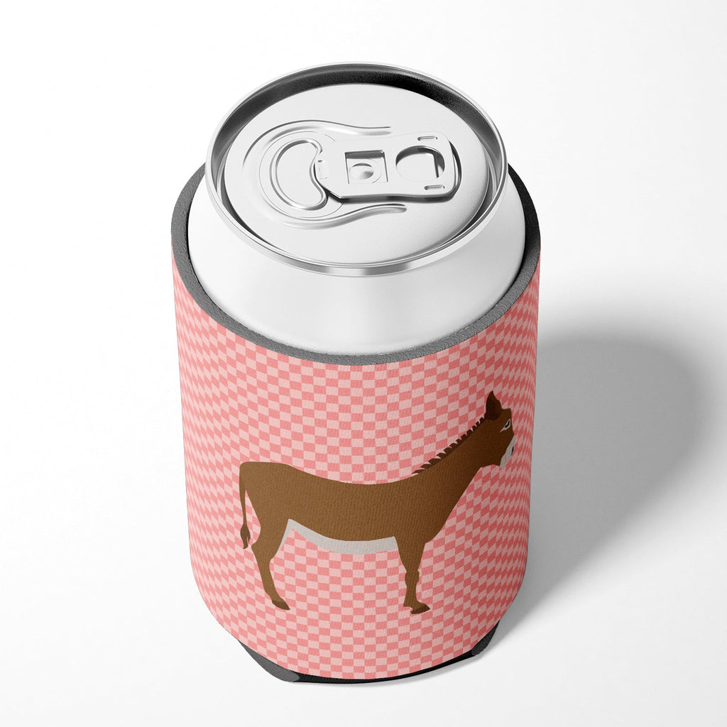 Cotentin Donkey Pink Check Can or Bottle Hugger Cooler Sleeve for Standard 12 oz Cans, Insulated Foam Beer & Soda Can Hugger Reusable