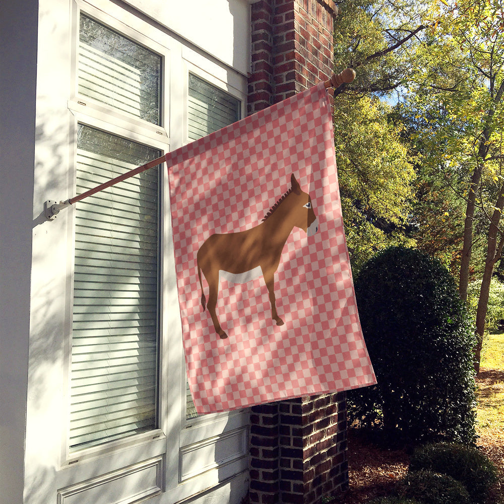 Cotentin Donkey Pink Check House Flag 28x40 Porch Sleeve Pole Decorative Outside Yard Banner Artwork Wall Hanging, Polyester
