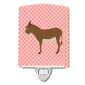 Cotentin Donkey Pink Check Ceramic Night Light Compact, UL-Certified, Ideal for Bedroom, Bathroom, Nursery, Hallway, Kitchen, 6x4x3, Multicolor