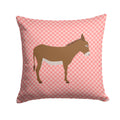 Cotentin Donkey Pink Check Decorative Throw Pillow 14x14 Indoor Outdoor Accent Cushion, Fabric Cover with Insert for Sofa, Bed, Porch & Living Room