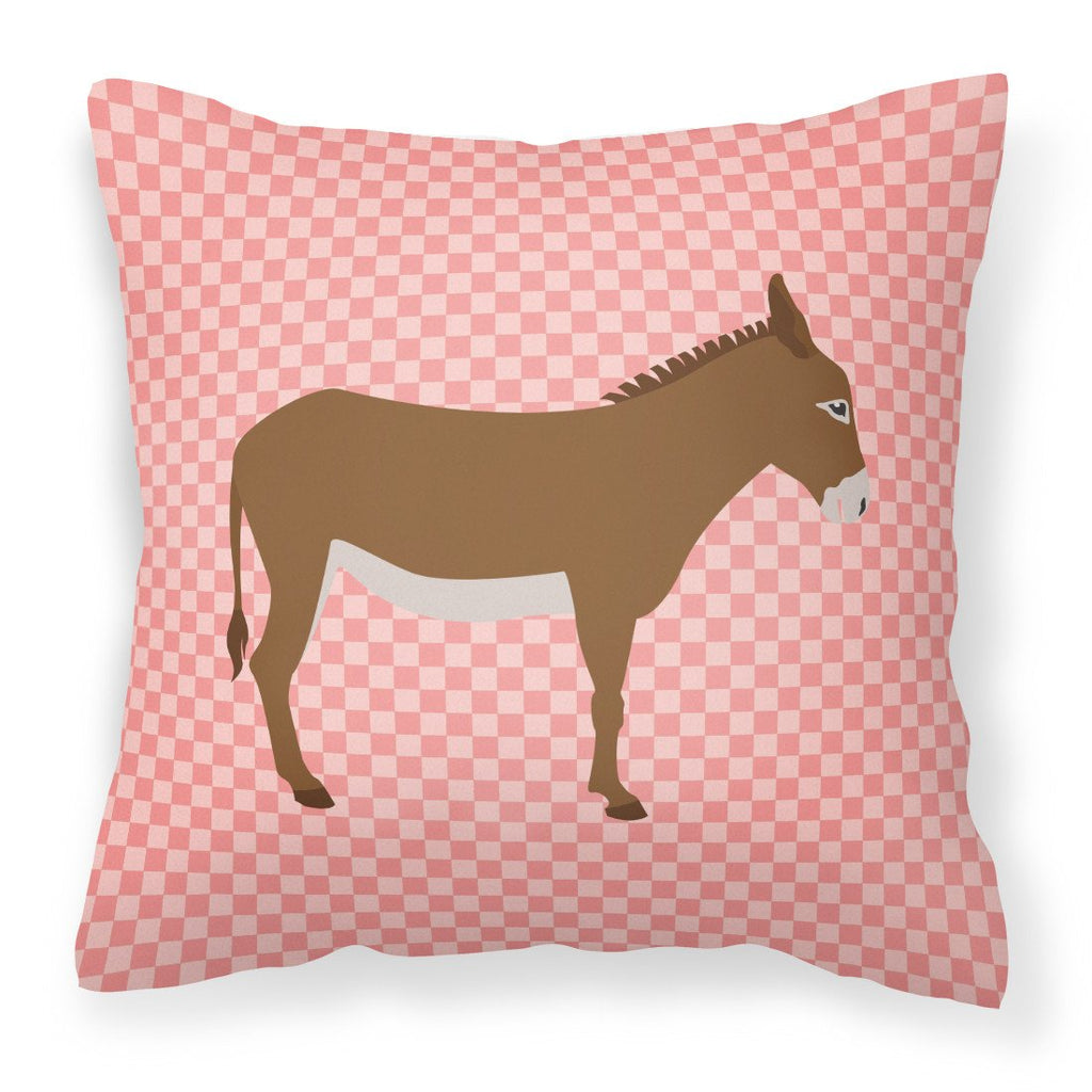 Cotentin Donkey Pink Check Decorative Throw Pillow 18x18 Indoor Outdoor Accent Cushion, Fabric Cover with Insert for Sofa, Bed, Porch & Living Room