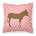 Cotentin Donkey Pink Check Decorative Throw Pillow 18x18 Indoor Outdoor Accent Cushion, Fabric Cover with Insert for Sofa, Bed, Porch & Living Room