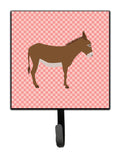 Cotentin Donkey Pink Check Leash or Key Holder Wall Hooks, Key Hooks Holder, Coat Rack Wall Mount, Coat Hooks, Hooks for Hanging Keys, Towels, Aprons, Leashes