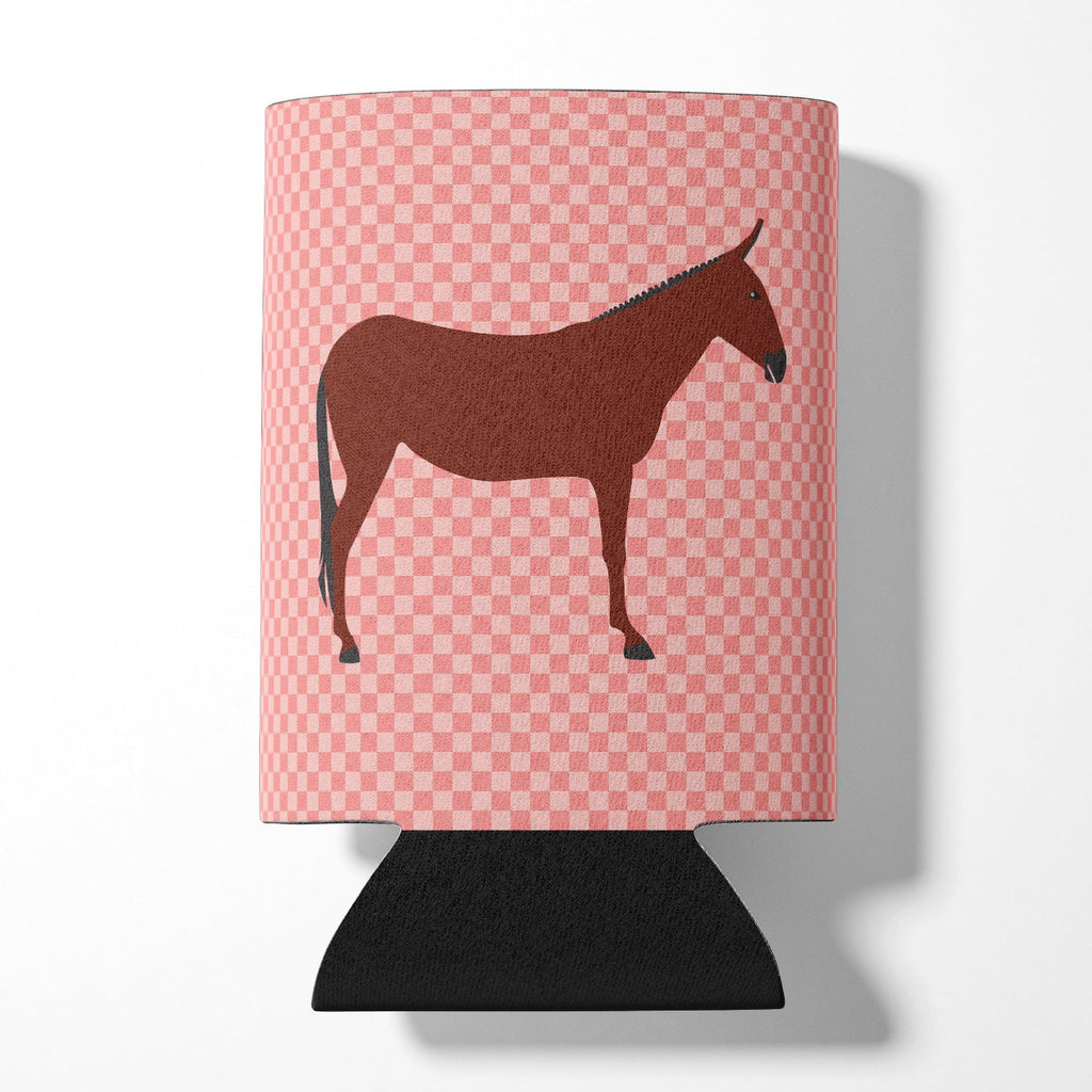 Hinny Horse Donkey Pink Check Can or Bottle Hugger Cooler Sleeve for Standard 12 oz Cans, Insulated Foam Beer & Soda Can Hugger Reusable