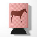 Hinny Horse Donkey Pink Check Can or Bottle Hugger Cooler Sleeve for Standard 12 oz Cans, Insulated Foam Beer & Soda Can Hugger Reusable