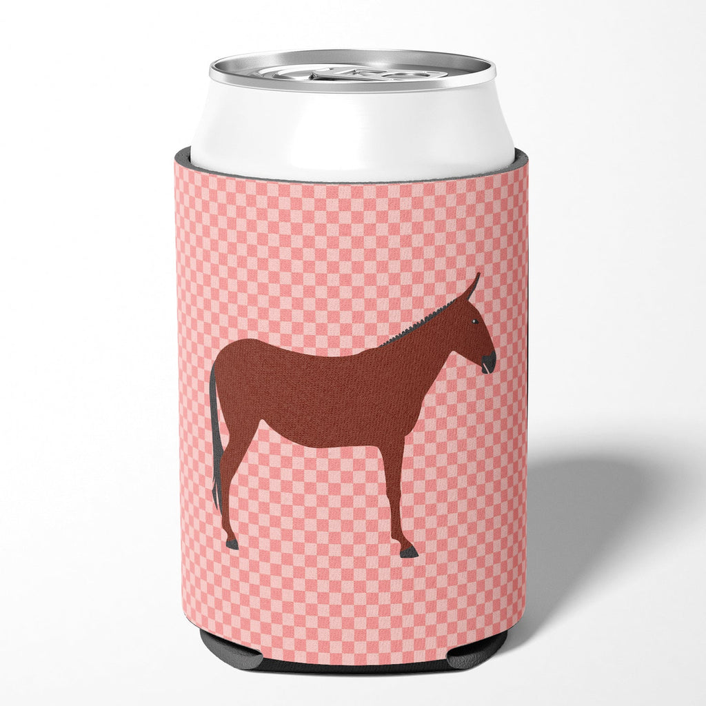 Hinny Horse Donkey Pink Check Can or Bottle Hugger Cooler Sleeve for Standard 12 oz Cans, Insulated Foam Beer & Soda Can Hugger Reusable