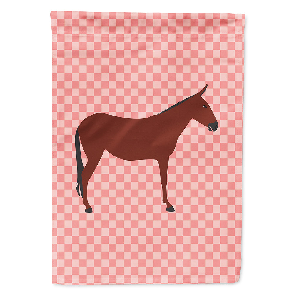 Hinny Horse Donkey Pink Check House Flag 28x40 Porch Sleeve Pole Decorative Outside Yard Banner Artwork Wall Hanging, Polyester