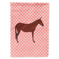 Hinny Horse Donkey Pink Check House Flag 28x40 Porch Sleeve Pole Decorative Outside Yard Banner Artwork Wall Hanging, Polyester