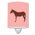 Hinny Horse Donkey Pink Check Ceramic Night Light Compact, UL-Certified, Ideal for Bedroom, Bathroom, Nursery, Hallway, Kitchen, 6x4x3, Multicolor