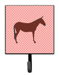 Hinny Horse Donkey Pink Check Leash or Key Holder Wall Hooks, Key Hooks Holder, Coat Rack Wall Mount, Coat Hooks, Hooks for Hanging Keys, Towels, Aprons, Leashes