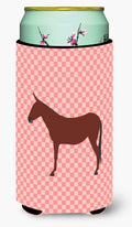 Hinny Horse Donkey Pink Check Tall Boy Hugger Can Cooler Sleeve Machine Washable Drink Collapsible Insulator Beverage Insulated Holder