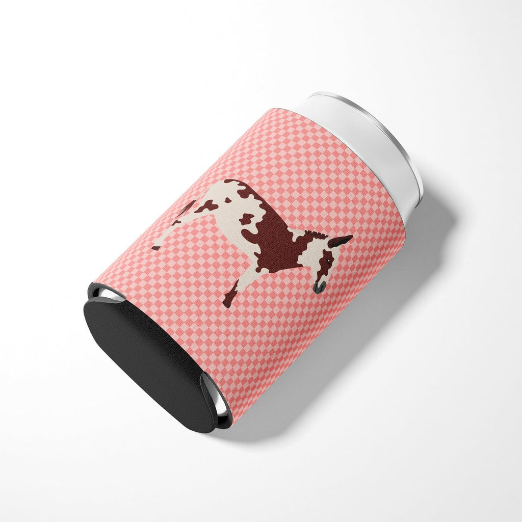 American Spotted Donkey Pink Check Can or Bottle Hugger Cooler Sleeve for Standard 12 oz Cans, Insulated Foam Beer & Soda Can Hugger Reusable