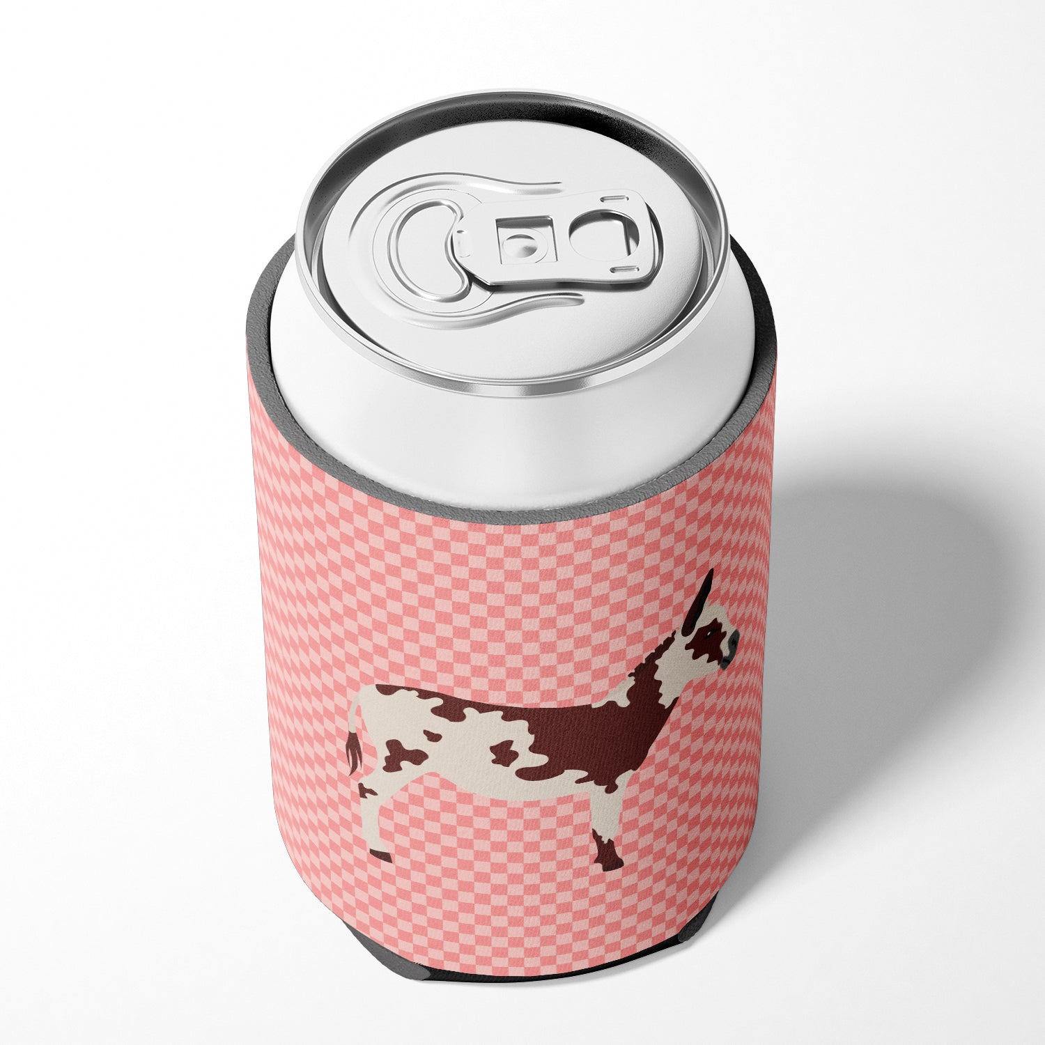 American Spotted Donkey Pink Check Can or Bottle Hugger Cooler Sleeve for Standard 12 oz Cans, Insulated Foam Beer & Soda Can Hugger Reusable