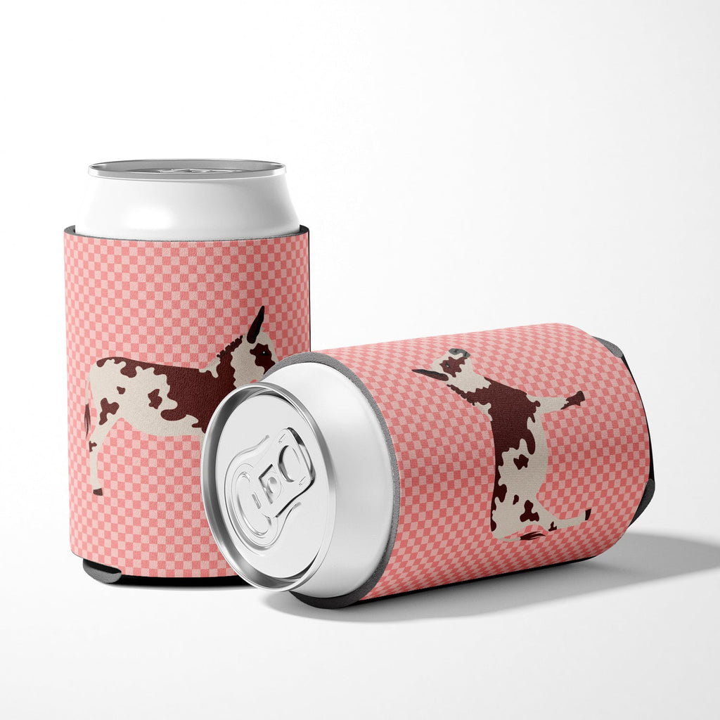 American Spotted Donkey Pink Check Can or Bottle Hugger Cooler Sleeve for Standard 12 oz Cans, Insulated Foam Beer & Soda Can Hugger Reusable