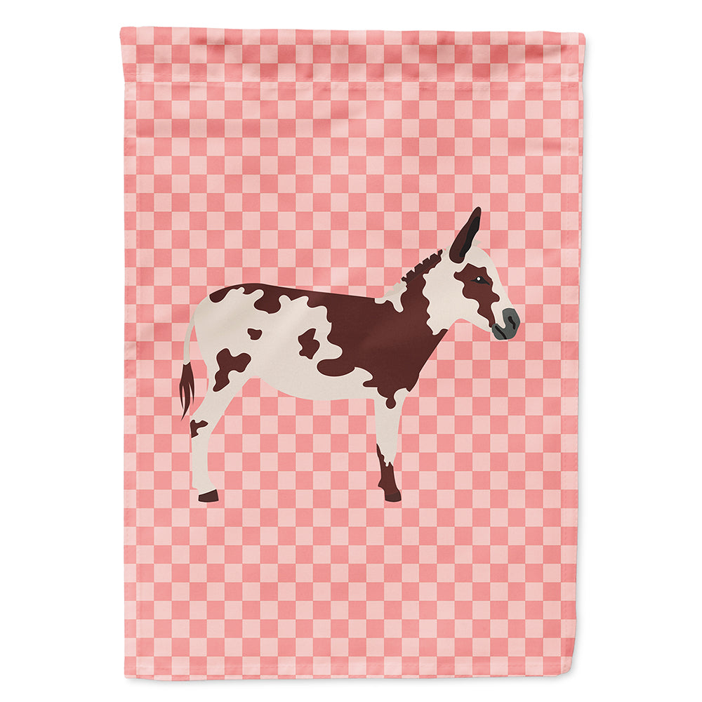 American Spotted Donkey Pink Check House Flag 28x40 Porch Sleeve Pole Decorative Outside Yard Banner Artwork Wall Hanging, Polyester