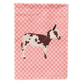 American Spotted Donkey Pink Check House Flag 28x40 Porch Sleeve Pole Decorative Outside Yard Banner Artwork Wall Hanging, Polyester