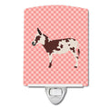 American Spotted Donkey Pink Check Ceramic Night Light Compact, UL-Certified, Ideal for Bedroom, Bathroom, Nursery, Hallway, Kitchen, 6x4x3, Multicolor