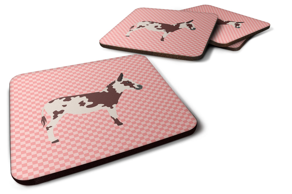 American Spotted Donkey Pink Check Foam Coasters Set of 4 Cup Coasters for Indoor Outdoor, Tabletop Protection, Anti Slip, Mouse pad Material