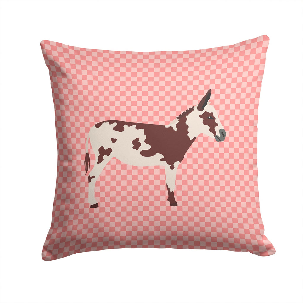 American Spotted Donkey Pink Check Decorative Throw Pillow 14x14 Indoor Outdoor Accent Cushion, Fabric Cover with Insert for Sofa, Bed, Porch & Living Room