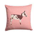 American Spotted Donkey Pink Check Decorative Throw Pillow 14x14 Indoor Outdoor Accent Cushion, Fabric Cover with Insert for Sofa, Bed, Porch & Living Room