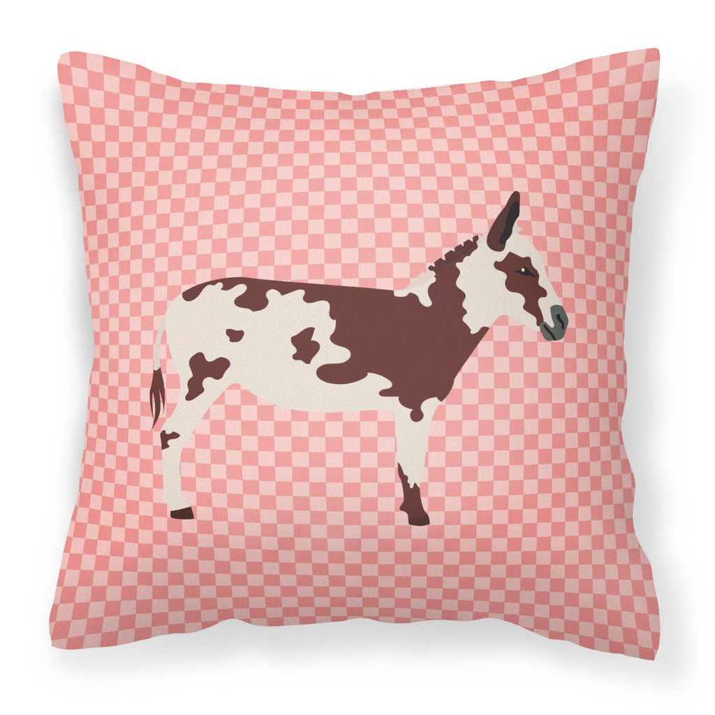 American Spotted Donkey Pink Check Decorative Throw Pillow 18x18 Indoor Outdoor Accent Cushion, Fabric Cover with Insert for Sofa, Bed, Porch & Living Room