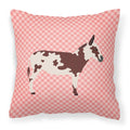 American Spotted Donkey Pink Check Decorative Throw Pillow 18x18 Indoor Outdoor Accent Cushion, Fabric Cover with Insert for Sofa, Bed, Porch & Living Room