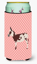 American Spotted Donkey Pink Check Tall Boy Hugger Can Cooler Sleeve Machine Washable Drink Collapsible Insulator Beverage Insulated Holder