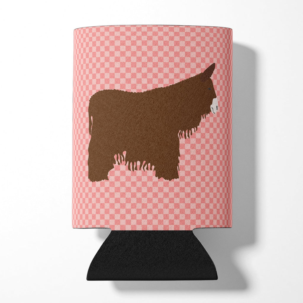 Poitou Poiteuin Donkey Pink Check Can or Bottle Hugger Cooler Sleeve for Standard 12 oz Cans, Insulated Foam Beer & Soda Can Hugger Reusable