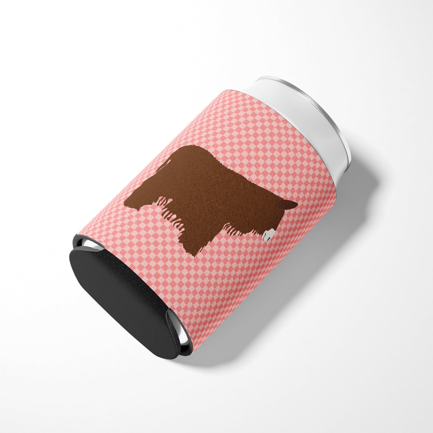 Poitou Poiteuin Donkey Pink Check Can or Bottle Hugger Cooler Sleeve for Standard 12 oz Cans, Insulated Foam Beer & Soda Can Hugger Reusable