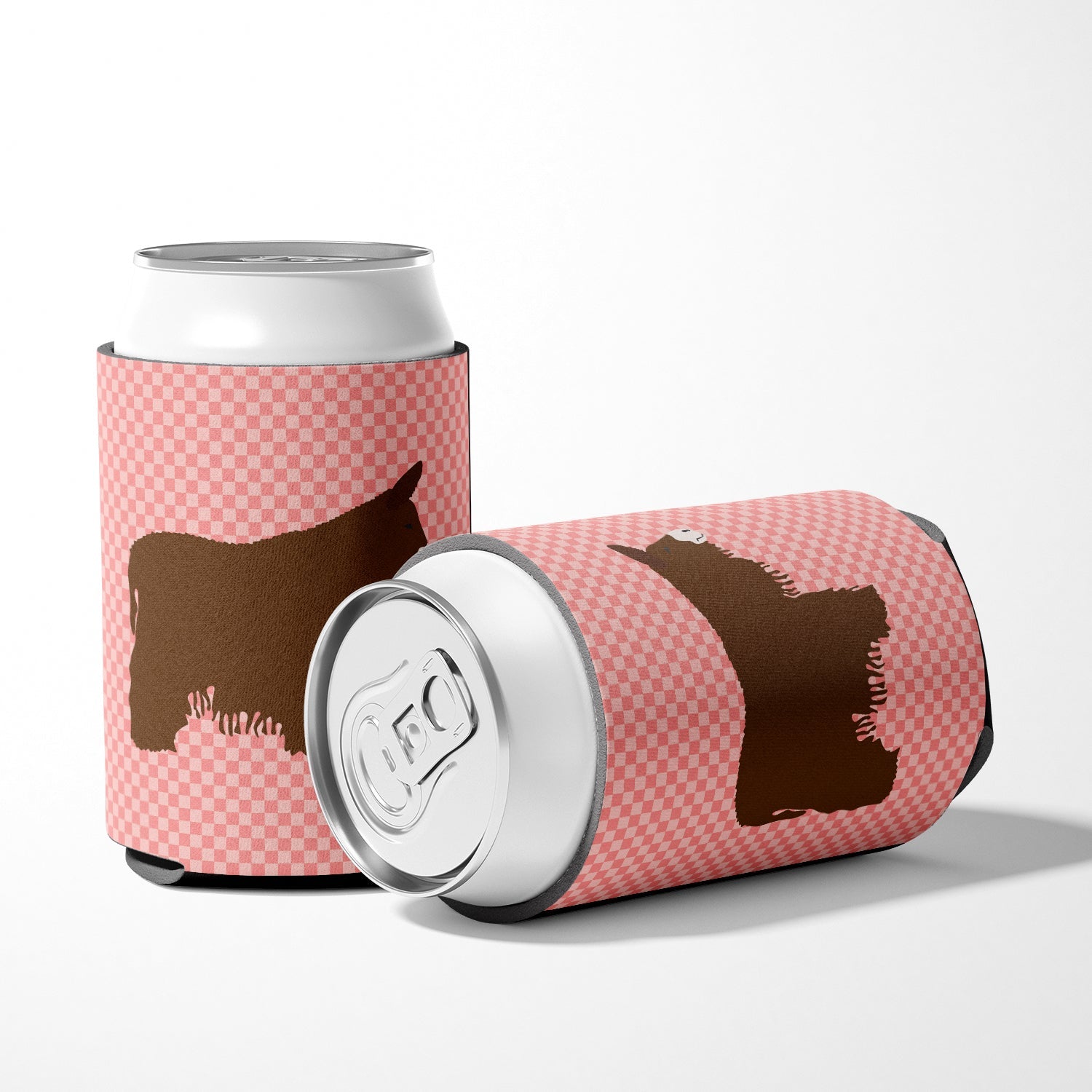 Poitou Poiteuin Donkey Pink Check Can or Bottle Hugger Cooler Sleeve for Standard 12 oz Cans, Insulated Foam Beer & Soda Can Hugger Reusable
