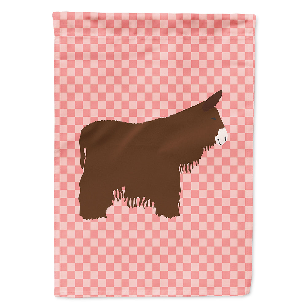 Poitou Poiteuin Donkey Pink Check House Flag 28x40 Porch Sleeve Pole Decorative Outside Yard Banner Artwork Wall Hanging, Polyester