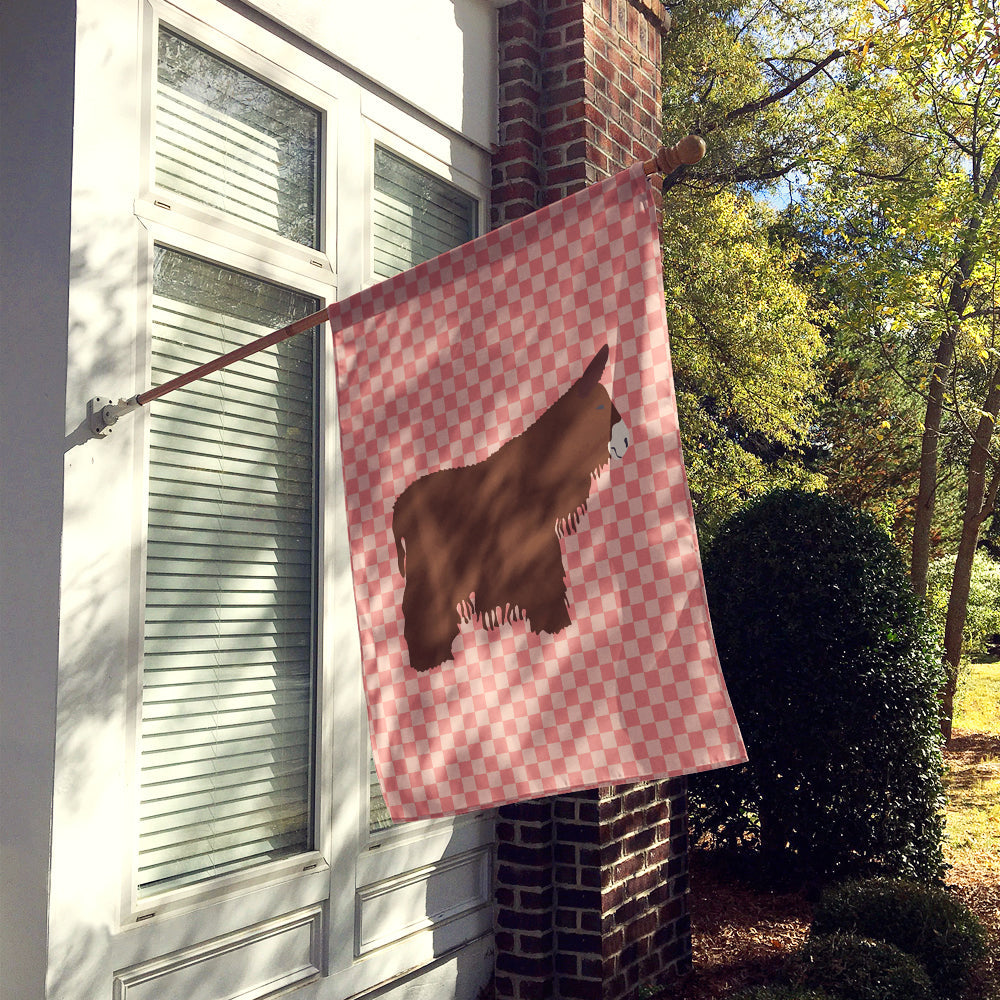 Poitou Poiteuin Donkey Pink Check House Flag 28x40 Porch Sleeve Pole Decorative Outside Yard Banner Artwork Wall Hanging, Polyester