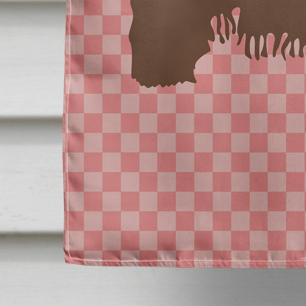 Poitou Poiteuin Donkey Pink Check House Flag 28x40 Porch Sleeve Pole Decorative Outside Yard Banner Artwork Wall Hanging, Polyester