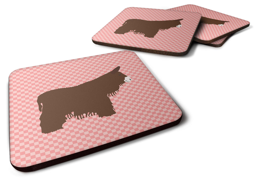 Poitou Poiteuin Donkey Pink Check Foam Coasters Set of 4 Cup Coasters for Indoor Outdoor, Tabletop Protection, Anti Slip, Mouse pad Material
