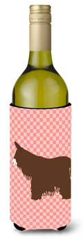Poitou Poiteuin Donkey Pink Check Wine Bottle Hugger Gift Sleeve for Standard 750 ml Bottles, Insulated Reusable Also Fits Mini Shot & Pint Bottles