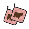 Poitou Poiteuin Donkey Pink Check Pot Holder Set of 2 Heat Resistant Quilted Hot Pads 7.5 x 7.5 Inch, Insulated Kitchen Trivets for Cooking & Baking