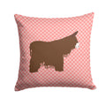 Poitou Poiteuin Donkey Pink Check Decorative Throw Pillow 14x14 Indoor Outdoor Accent Cushion, Fabric Cover with Insert for Sofa, Bed, Porch & Living Room