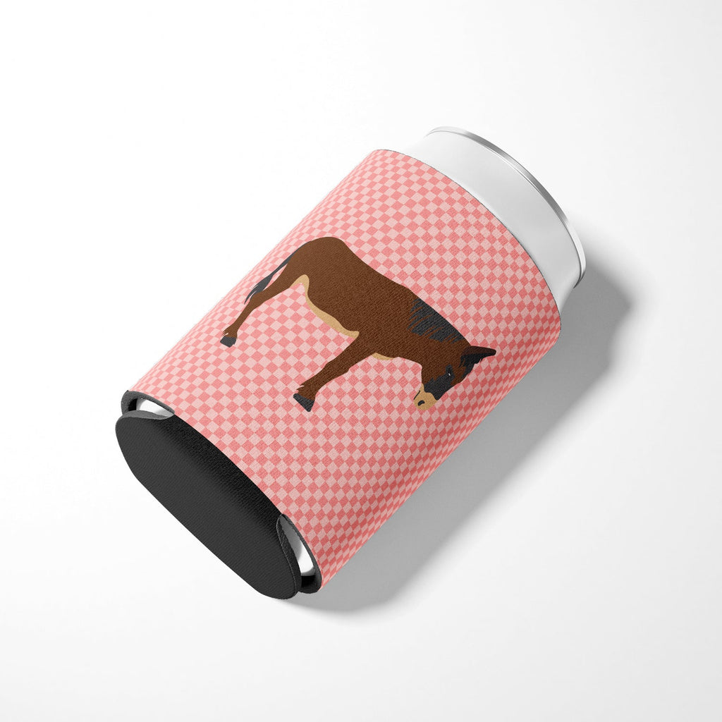 Zamorano-Leones Donkey Pink Check Can or Bottle Hugger Cooler Sleeve for Standard 12 oz Cans, Insulated Foam Beer & Soda Can Hugger Reusable