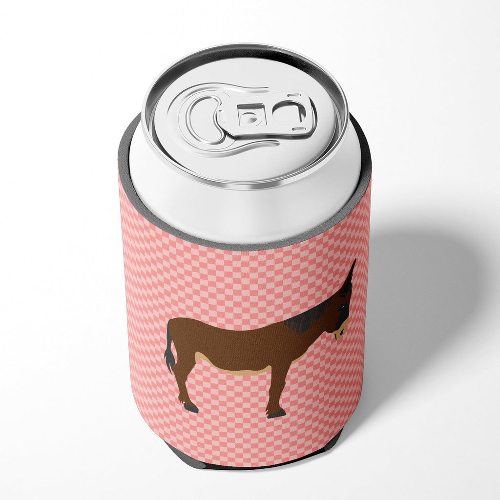 Zamorano-Leones Donkey Pink Check Can or Bottle Hugger Cooler Sleeve for Standard 12 oz Cans, Insulated Foam Beer & Soda Can Hugger Reusable