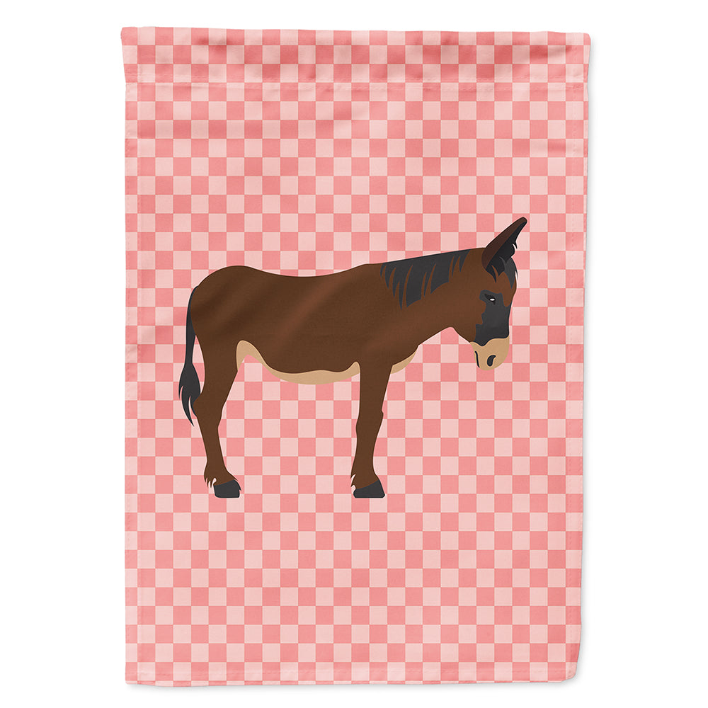 Zamorano-Leones Donkey Pink Check House Flag 28x40 Porch Sleeve Pole Decorative Outside Yard Banner Artwork Wall Hanging, Polyester