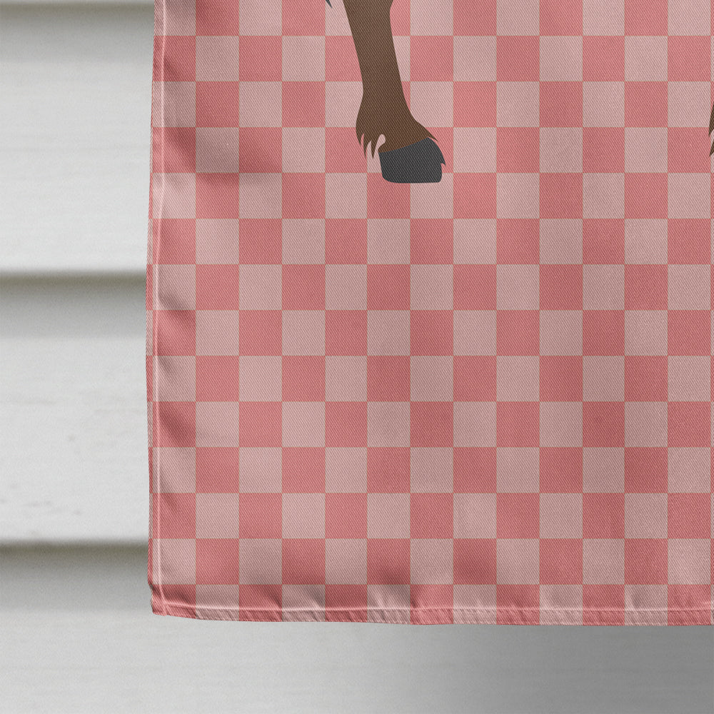 Zamorano-Leones Donkey Pink Check House Flag 28x40 Porch Sleeve Pole Decorative Outside Yard Banner Artwork Wall Hanging, Polyester