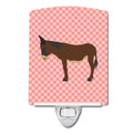 Zamorano-Leones Donkey Pink Check Ceramic Night Light Compact, UL-Certified, Ideal for Bedroom, Bathroom, Nursery, Hallway, Kitchen, 6x4x3, Multicolor