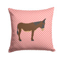 Zamorano-Leones Donkey Pink Check Decorative Throw Pillow 14x14 Indoor Outdoor Accent Cushion, Fabric Cover with Insert for Sofa, Bed, Porch & Living Room