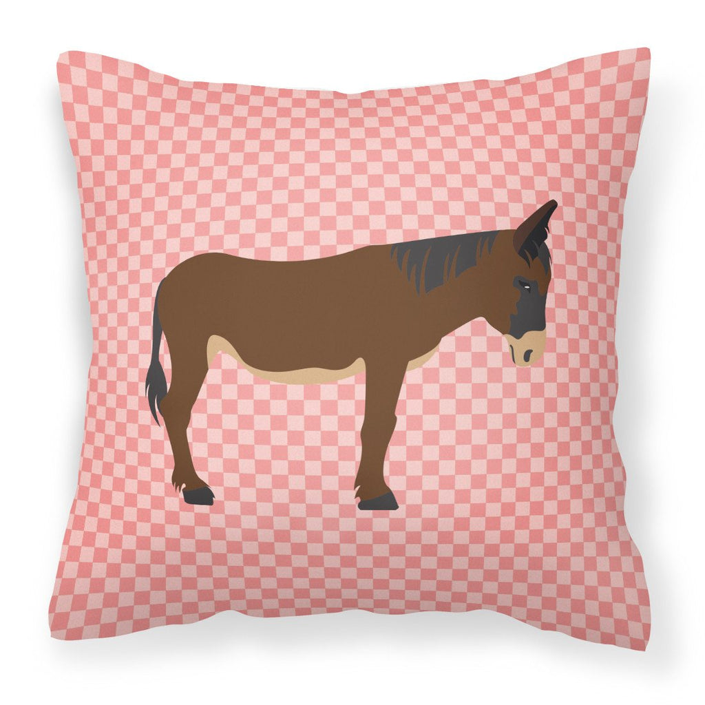 Zamorano-Leones Donkey Pink Check Decorative Throw Pillow 18x18 Indoor Outdoor Accent Cushion, Fabric Cover with Insert for Sofa, Bed, Porch & Living Room
