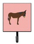 Zamorano-Leones Donkey Pink Check Leash or Key Holder Wall Hooks, Key Hooks Holder, Coat Rack Wall Mount, Coat Hooks, Hooks for Hanging Keys, Towels, Aprons, Leashes