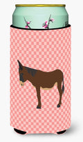 Zamorano-Leones Donkey Pink Check Tall Boy Hugger Can Cooler Sleeve Machine Washable Drink Collapsible Insulator Beverage Insulated Holder
