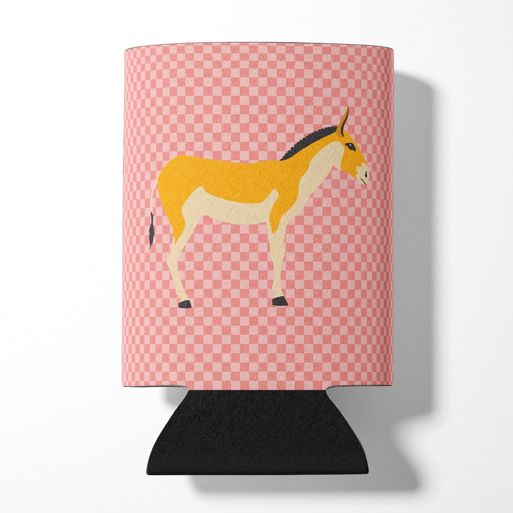 Turkmenian Kulan Donkey Pink Check Can or Bottle Hugger Cooler Sleeve for Standard 12 oz Cans, Insulated Foam Beer & Soda Can Hugger Reusable
